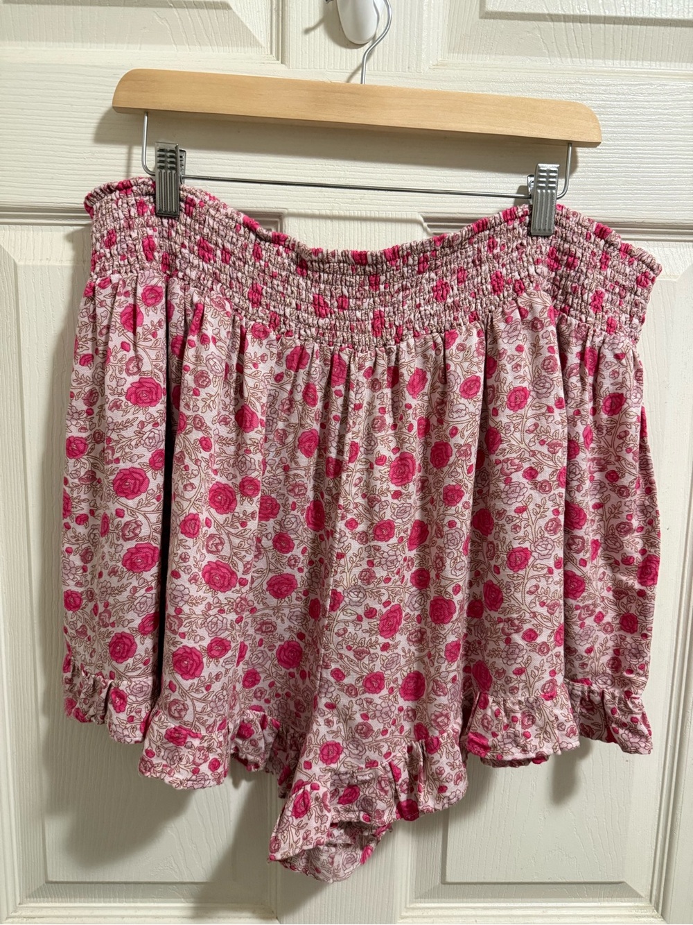 Lucky Brand Pink Floral Smocked Ruffle Shorts